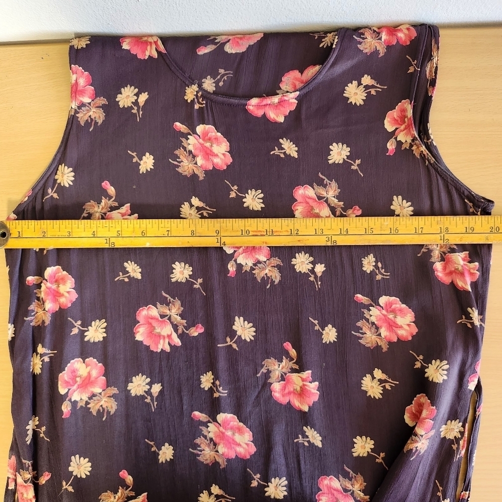 April Cornell Deep Plum 90s Floral Cottagecore Prarie Coquette Flirty Dress M - Picture 6 of 7